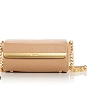 New Simkhai Rola Cylinder Calf Leather Gold Tone Chain Camel Crossbody Handbag
